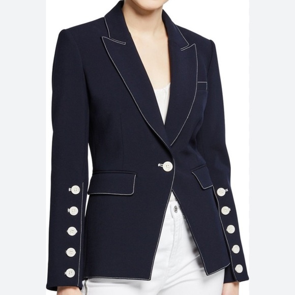 Veronica Beard Navy Miller Dickey Jacket Blazer with Contrast Stitching NWOT - Picture 2 of 9